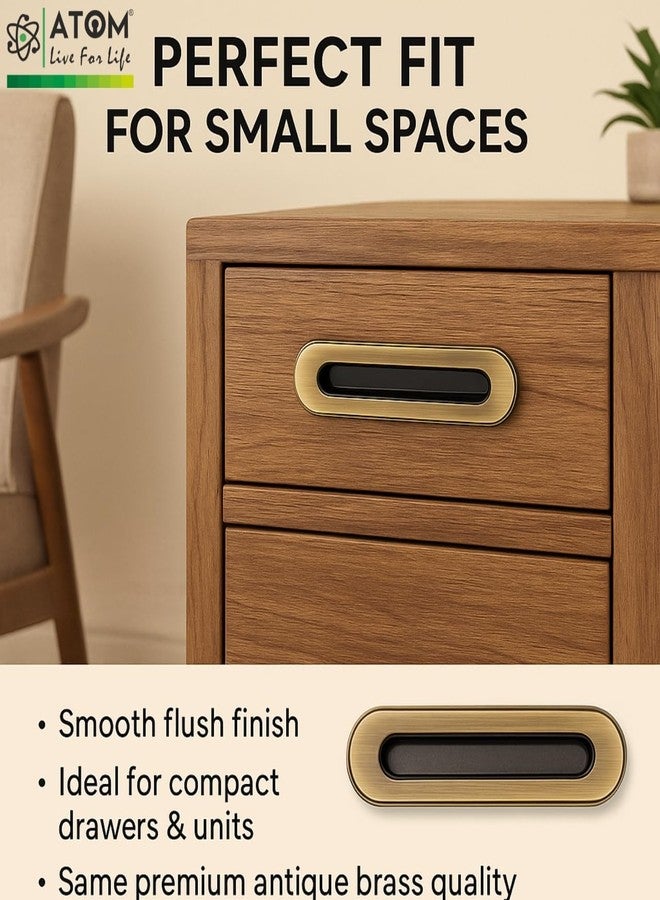 Atom 5 Inches Sliding Concealed Wardrobe Door Handle | Brass Antique Handle for Wardrobe, Cupboard, Drawer, Kitchen Cabinet, Almirah & Sliding Doors (Set of 2, CH-317) | Door Handles for Home - Image 3